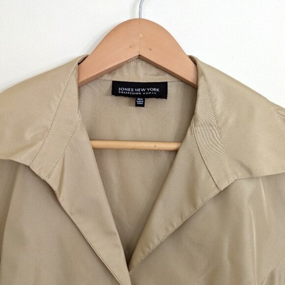 NWOT JNY 100% Silk Button Down Shirt Deep Champagne Color Size 14W - Picture 2 of 6